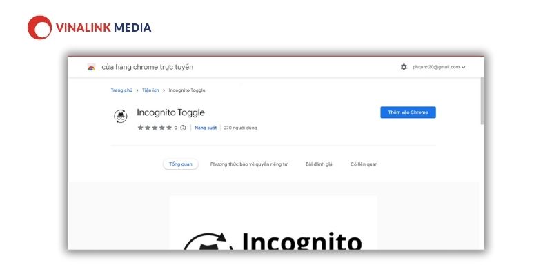 Incognito Toggle trên Cửa hàng Chrome